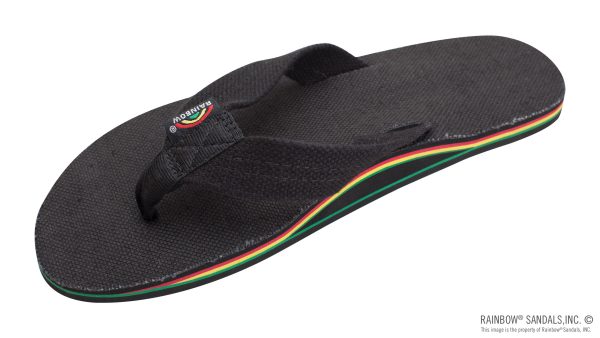 The Rastafarian Single Layer Black Hemp with Rasta Mid Sole