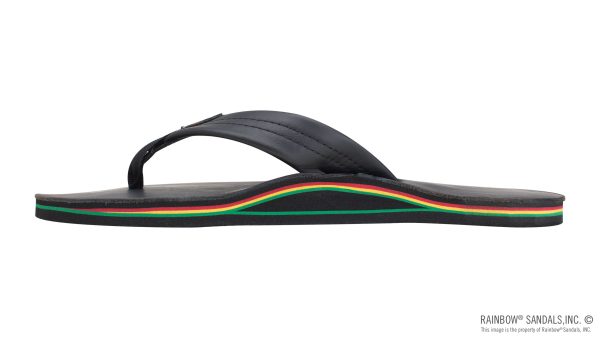 The Rastafarian  Single Layer Classic Black Leather with Rasta Mid Sole