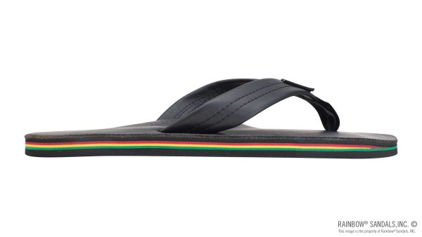 The Rastafarian  Single Layer Classic Black Leather with Rasta Mid Sole