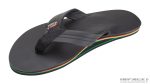 The Rastafarian  Single Layer Classic Black Leather with Rasta Mid Sole