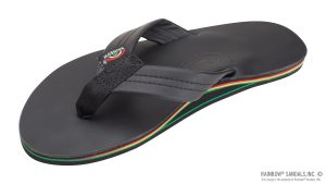 The Rastafarian  Single Layer Classic Black Leather with Rasta Mid Sole